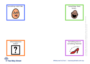 Two Way Street dinner chat simple placemat school