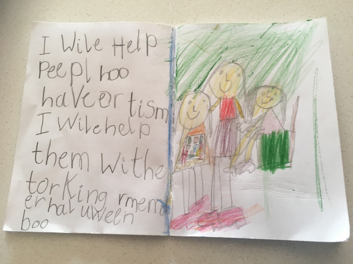 A child's picture with the text 
