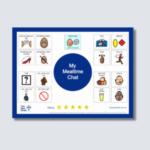 AAC chat mealtime mat blue