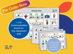 School Chat Visual Language Kit A1 size wall communication board and 3x A4 size companion communication boards