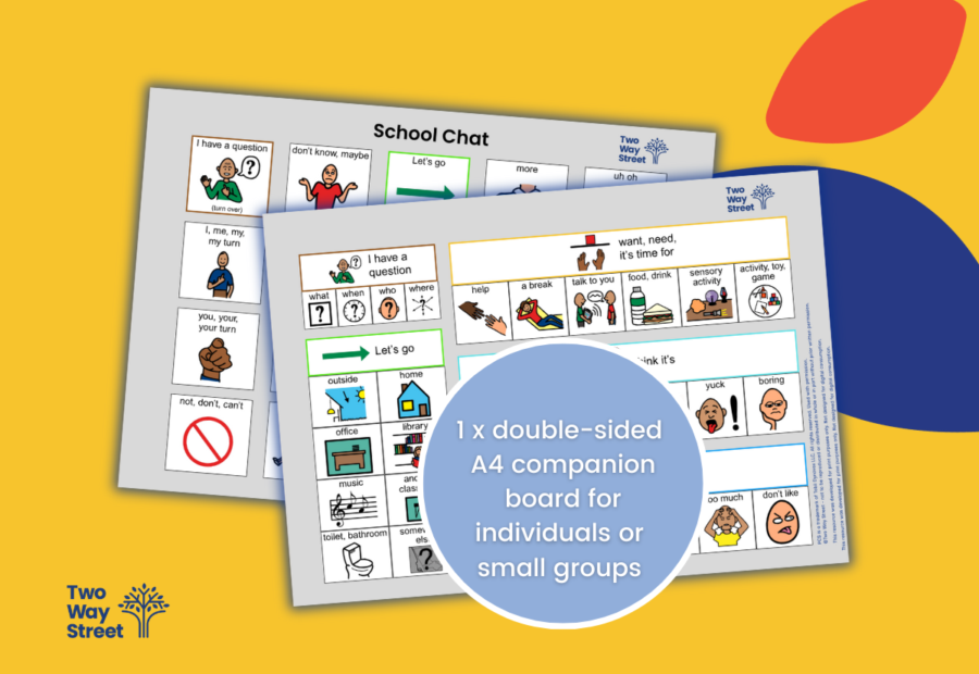 School Chat Visual Language Single A4 Communication Board