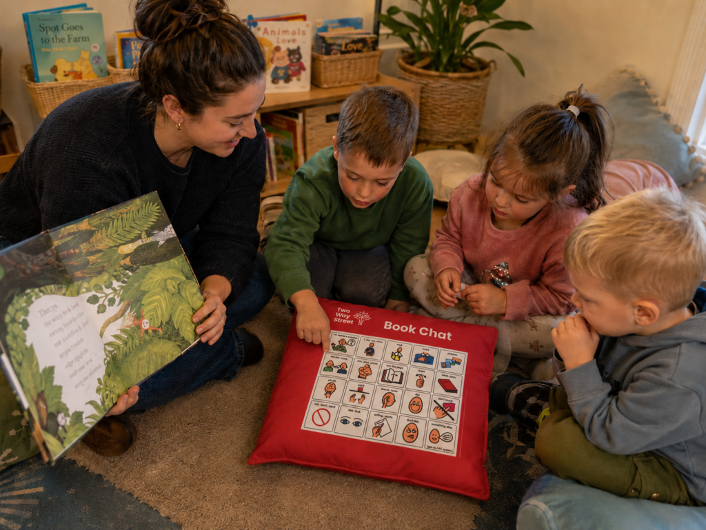 Chatting in an early learning classroom using an AAC cushion